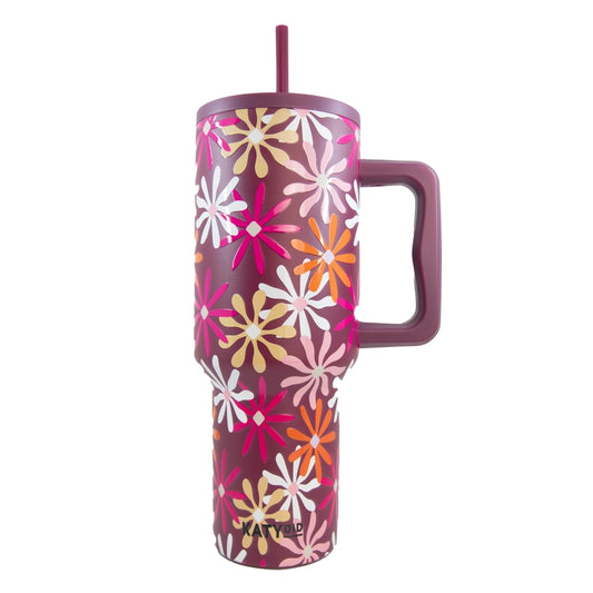 Maroon Floral Tumbler