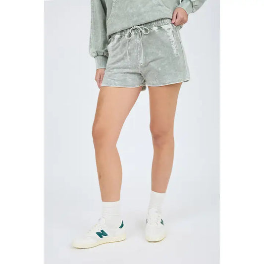 Raw Edge Mini Shorts Moss