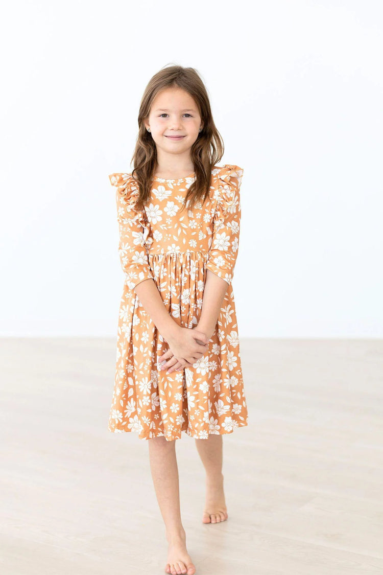 Golden Blooms Twirl Dress