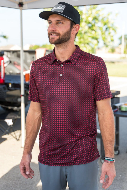 Performance Polo - Texas Black & Red