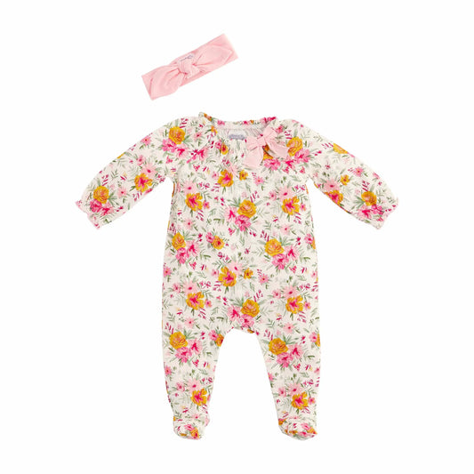 Mud Pie - Floral Bamboo Sleeper w/ Headband