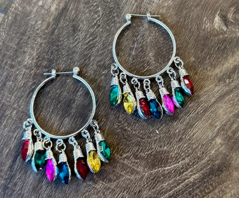 Christmas Lights Hoop Earrings